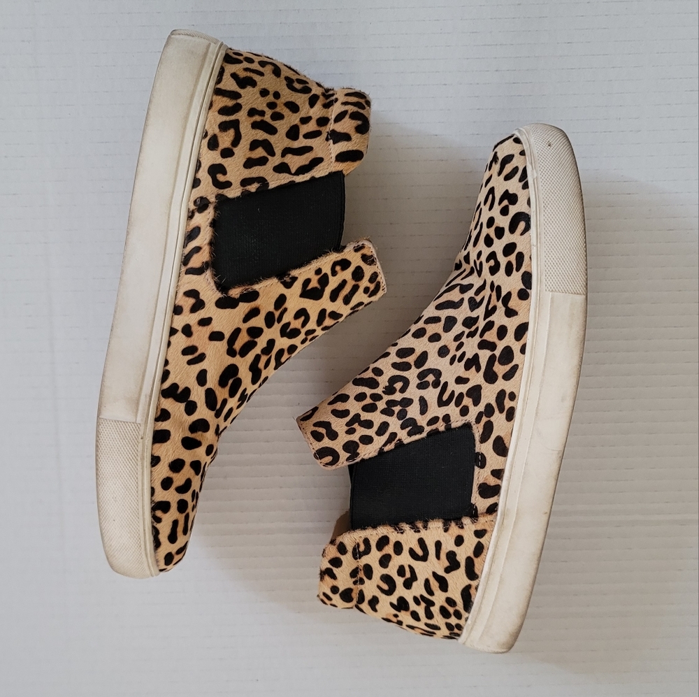 Coconuts By Matisse Harlan Leopard Animal Print High Top Real Fur Sneakers 8.5 - Picture 8 of 13